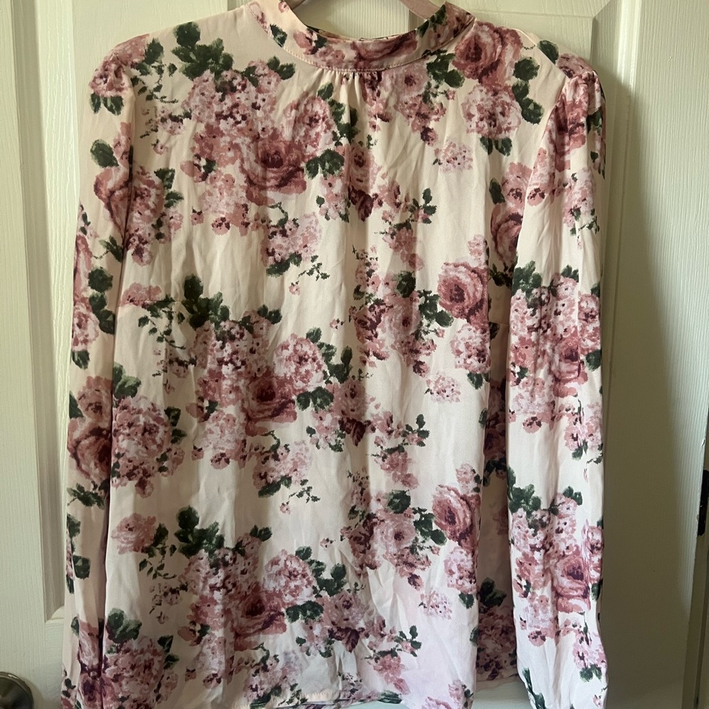 Pink floral long sleeve blouse